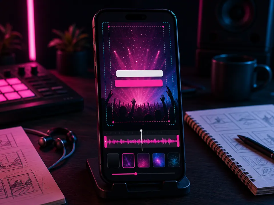 Telefonvorschau eines vertikalen Social-Lyric-Videos