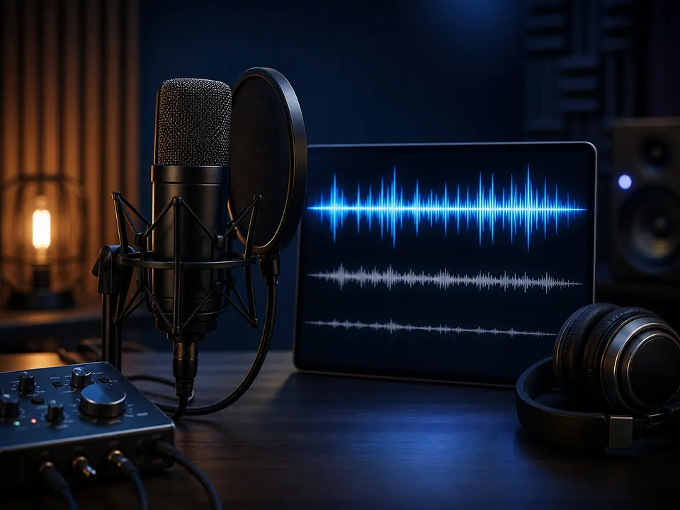 Studio-Mikrofon und saubere Gesangswellenform