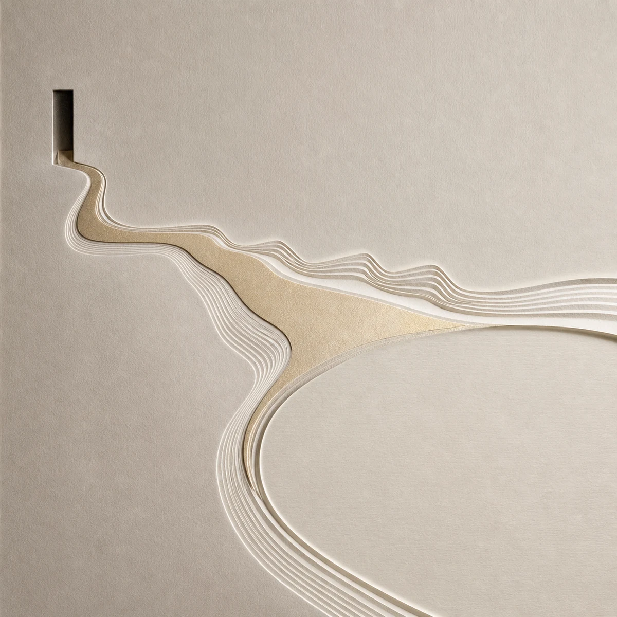 One long embossed line crossing minimalist ivory paper