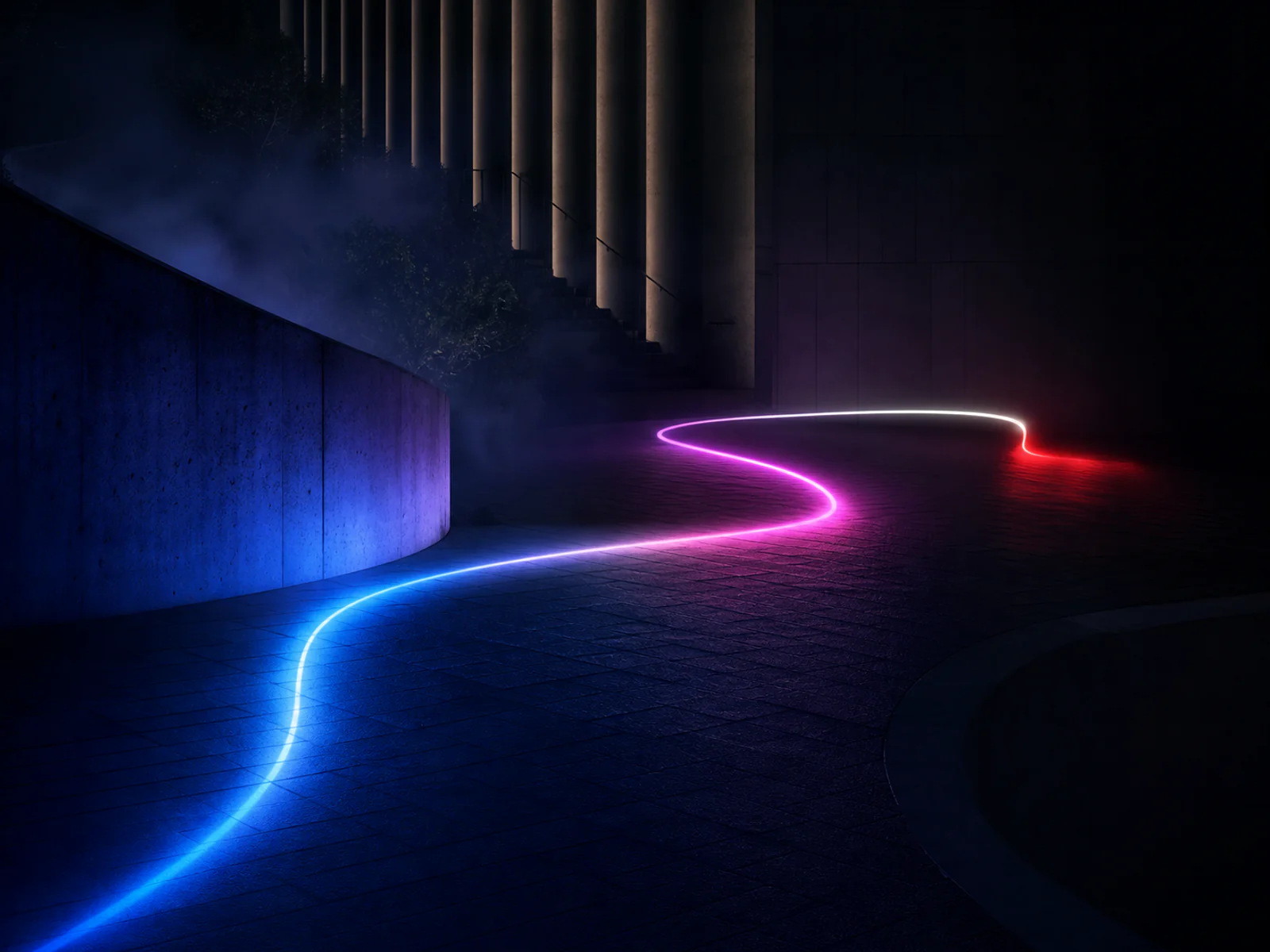 Long-exposure light trail illustrating a proposal reveal sequence