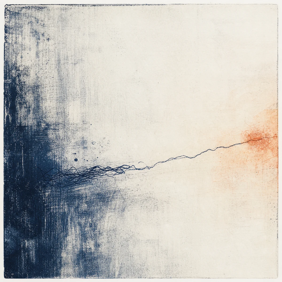 Single-plate monotype of an imperfect line moving gradually toward a field of light